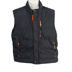 ORVIS Essex Puffer Vest Men's L Navy Blue Zip Pockets Duck Down Outdoor